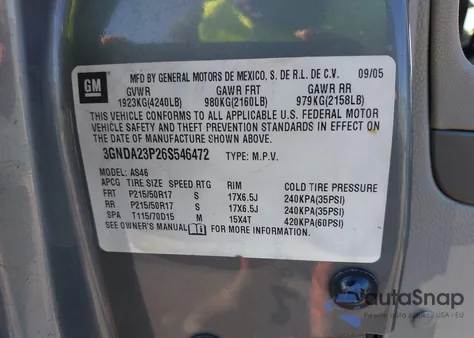 2006 Chevrolet Hhr Lt from USA, damaged, VIN 3GNDA23P26S546472